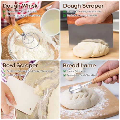 Image of Dimpola Banneton Proofing Basket for Sourdough Bread, Handmade & Natural Rattan - Round Dough Rising Basket for Baking - Perfect for Artisan Breads (Round of 2 Gift Set)
