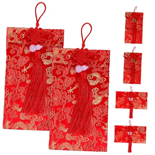FRCOLOR 6個結婚式用赤い封筒 祝福と繁栄を祈る伝統的なホンバオ の新年や結婚パーティーにな装飾品