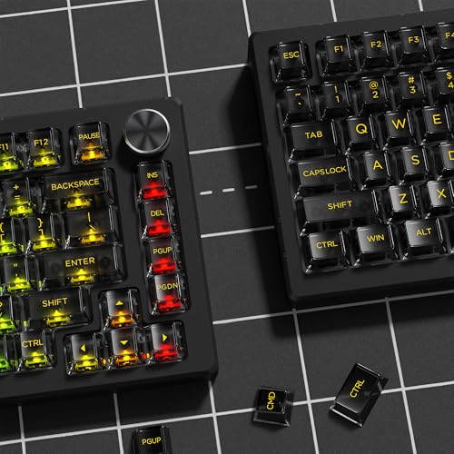 Image of Dagaladoo Crystal Clear Black Ceramic Transparent Keycaps - 75% Shine Through Cherry Profile for MX Switches Gaming Mechanical Keyboard (140 Keys, PC Material)
