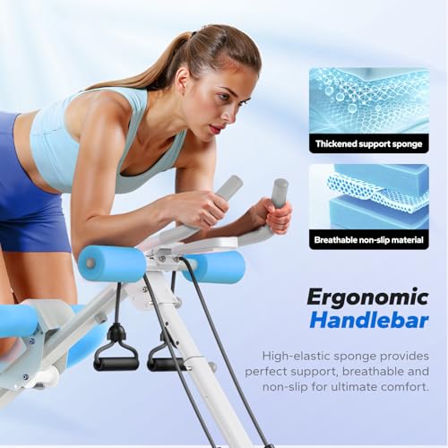Image of MERACH Ab Machine, Ab Workout Equipment, Adjustable Ab Trainer Machine | Foldable Abdominal Trainer for Stomach Workout with LCD Monitor at Home Gym Knee Protection& 440 LBS Capacity
