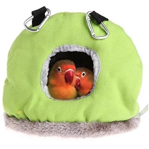 CABLEPELADO Nido Colgante, Refugio para Aves, Jaula Colgante para Pájaros, Cama para Pájaros, 15 cm Alto x 15 cm Ancho x 10 cm Fondo, Material Felpa, Diseño Circular, Multicolor, Talla S