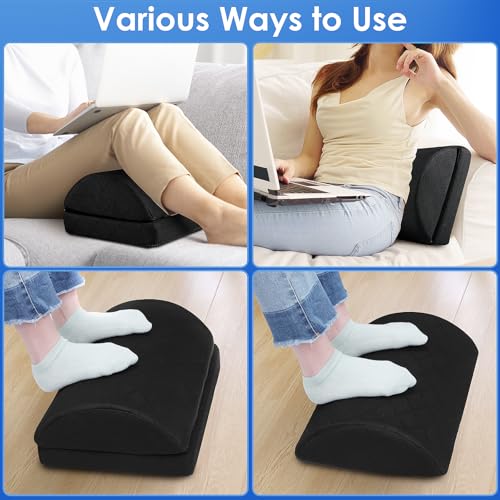 Image of CushZone Foot Rest for Under Desk at Work Adjustable Foam for Office and Home, Office Desk Accessories,Comfortable Footrest with 2 Adjustable Heights,Back & Hip Pain Relief (Black)