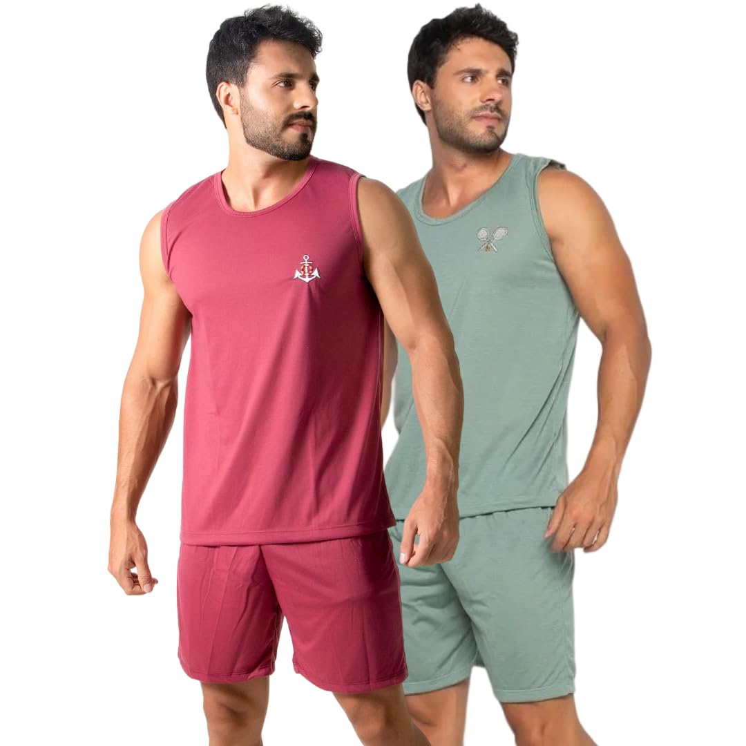 KIT 2 Pijamas Regata Masculino Curto Fechado Conforto Casual Inverno em promoção! Veja a oferta e mais achadinhos de Moda íntima 7 Hoje é o melhor dia para comprar KIT 2 Pijamas Regata Masculino Curto Fechado Conforto Casual Inverno com aquele preço maroto! Promoção! Aproveite a oferta! 7