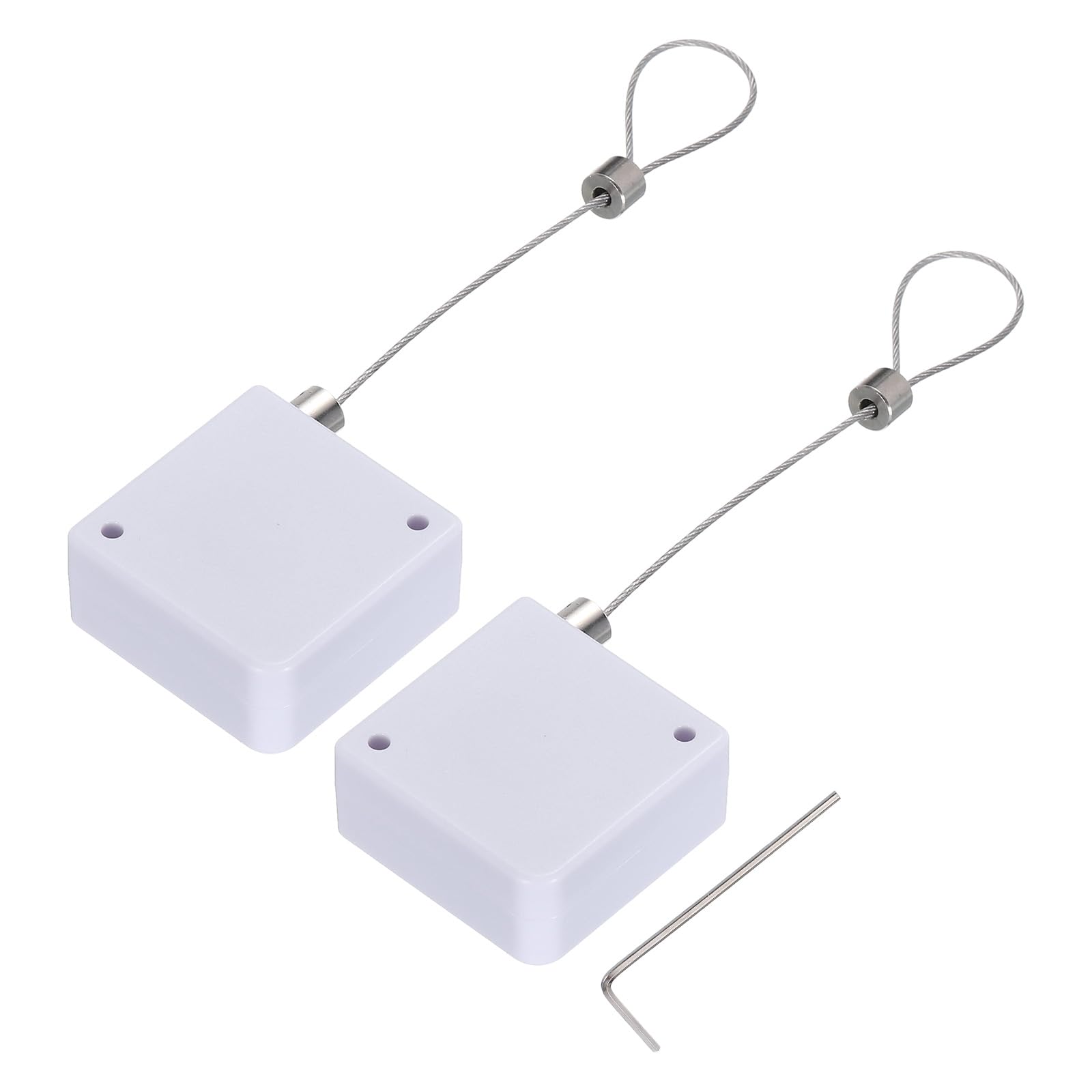MECCANIXITY Retractable Cable Lock with Double-Sided Adhesive Slow Remote Control Security Lock for TV, DVD,Showroom,Remote,600g 2Set White