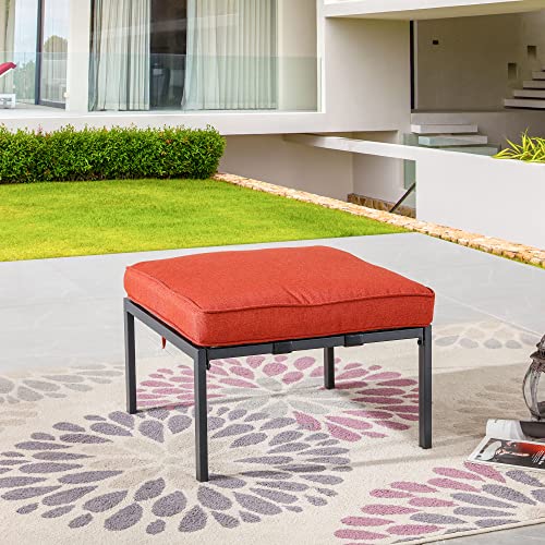 Lokatse Home Patio Footstool Outdoor Ottoman Furniture With Soft Thick Cushion For Garden Yard, Red #TOP5