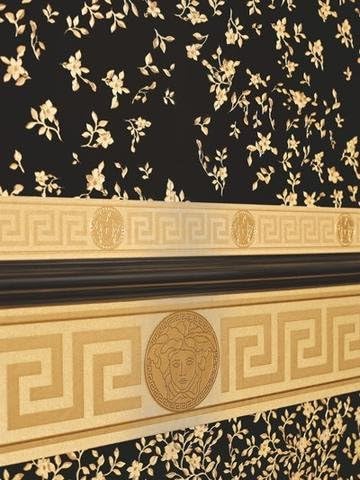 For Wall Versace 3 – 93522 – 2 Colour Gold and Weft Satin Polished Band with Greek and Escutcheon Versace