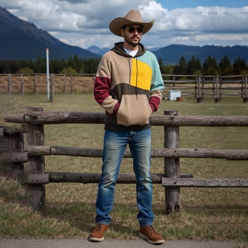 Men's Hoodie Streetwear Hip Hop Hoodies Sweatshirt Contrast Color Long Sleeve Pullover4