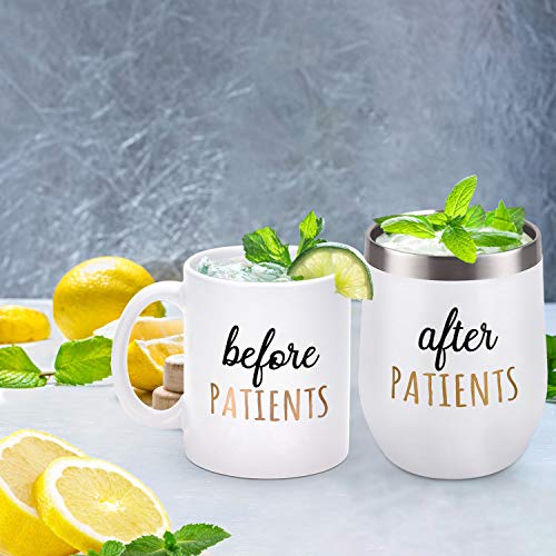 Lifecapido Before Patients, After Patients Perfect Nurse Day Appreciation Gifts Idea For Nurses, Doctors, Hygienists, Assistants, Dentists, 11 Oz Coffee Mug And 12 Oz Stainless Steel Wine Tumbler Set #TOP5