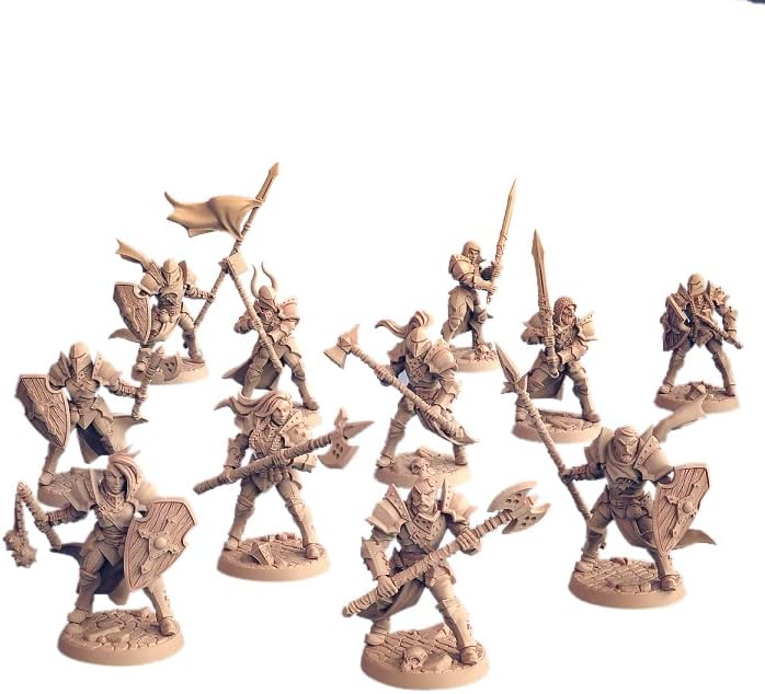 TYL Human Fighters Guild Unpainted Miniature for War Gaming | RPG Scale Figures, Detailed Tabletop Board Game Accessories | Realistic Tabletop Miniatures (D, 32mm)