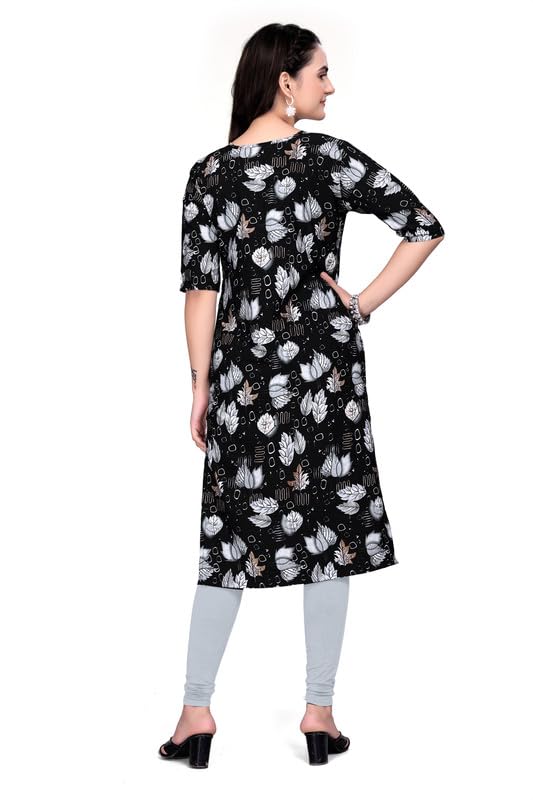 Image of Women's Floral Printed Crepe Knee-Length Kurti Vinod Parent 124