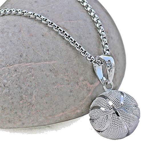 HMOOY Mode Mannen Basketbal Hanger Ketting Rvs Ketting Sport Mannen Basketbal Liefhebbers Fans Hanger Ketting Fitness Hip Hop Sieraden, Metaal
