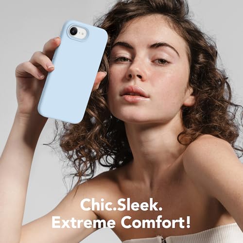 Image of Magnetic for iPhone 17e /iPhone 16e Case, Compatible with MagSafe, [Soft Anti-Scratch Microfiber Lining] Slim Silicone Shockproof Protective Phone Case for iPhone 17e /16e 6.1 inch, Light Blue