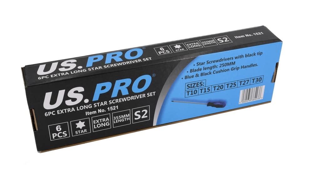 Image secondaire de US PRO B1521 Jeu de 6 tournevis extra longs 250 mm Torx T10-T30