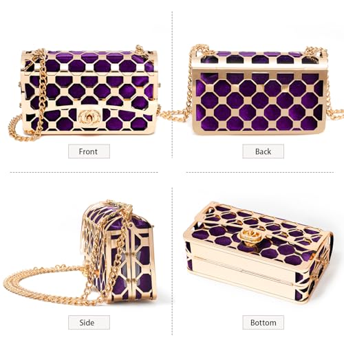 Image of CARIEDO Women Evening Bag Elegant Clutch Purse Exquisite Velvet Metal Hollow out Handbags Prom Wedding Party