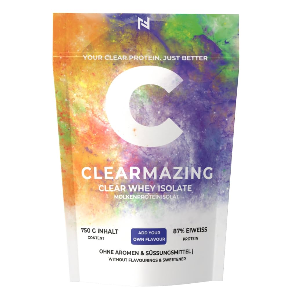 CLEARMAZING Clear Whey Isolate Neutral 750g Beutel | 87% Eiweissanteil | laktosefrei | Geschmacksneutral | ohne Süßungsmittel und Aromen | 30 Portionen | NF24