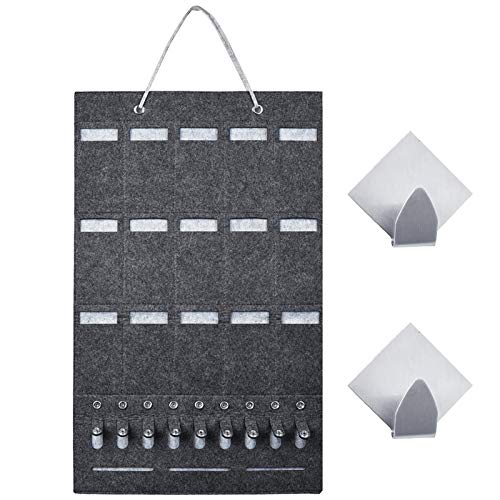 15 Fessura Tasche zum Aufh?ngen der Brille, Filztasche, Schlüsseltasche, mit 2 Haken, Edelstahl