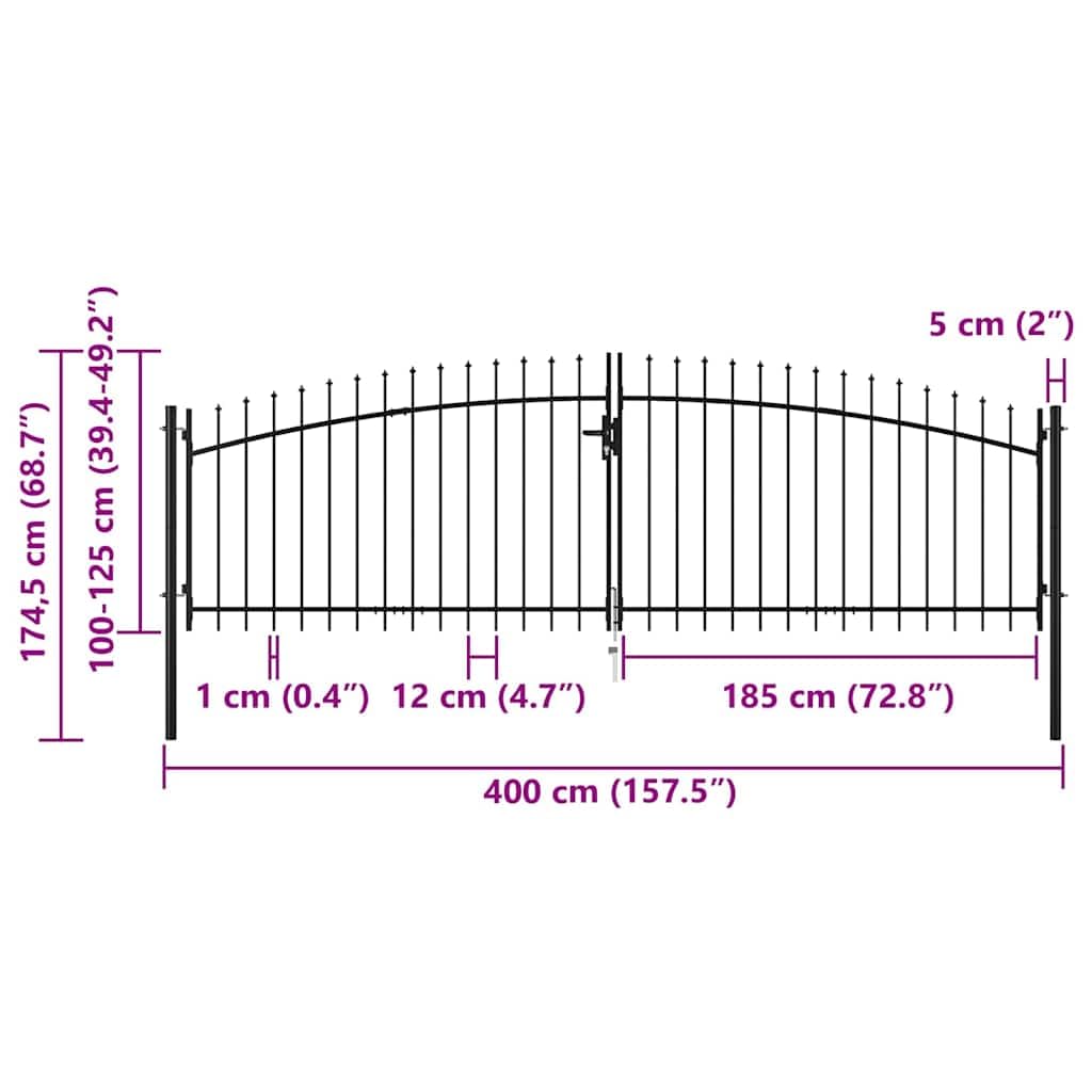 vidaXL Cancello Doppio Woerden con Punte a Lancia 400x174,5 cm