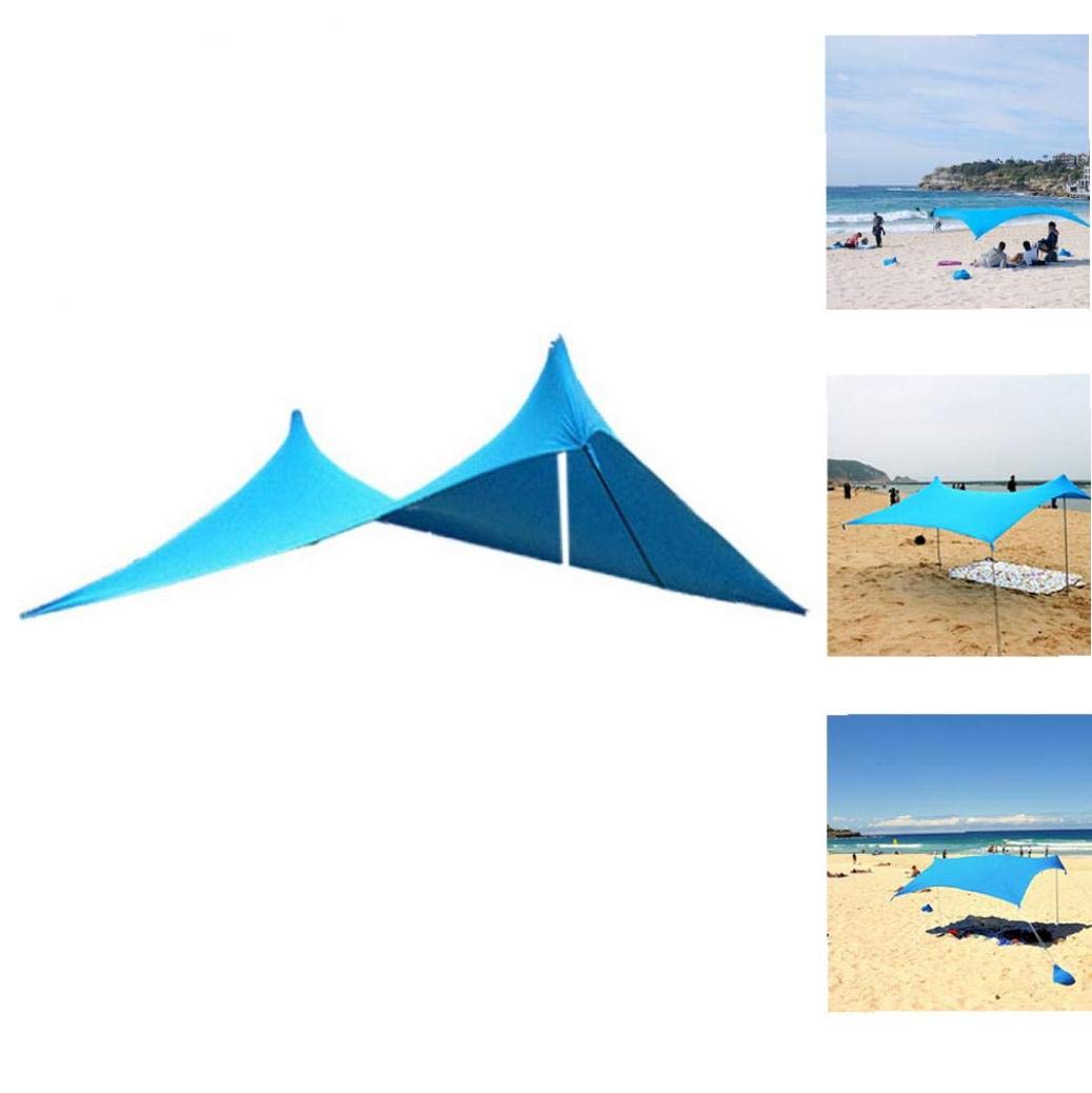 IUwnHceE Sun Canopy Beach Sun Protection Lightweight Portable Beach Shelter with Sand Bag UV Lycra Family Canopy for Outdoor Fishing Camping Sun Protection Awning Suitable for 3-4 Daily Uses