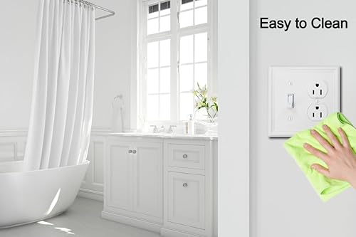 Miniatura 6 de Luca - Placa de pared de metal para interruptor de luz dúplex o palanca, paquete de 2 unidades, color blanco, 2 bandas, cubierta de salida para