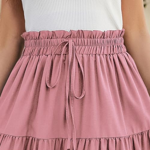 Women's Skirts Women's Summer Comfy Tiered Elastic High Waisted Skirt Casual Floral Printed A Line Skirts4