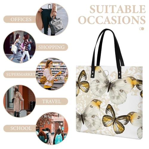 Sac à bandoulière Papillon Jaune en format 39x39cm, le tote bag léger au motif imprimé