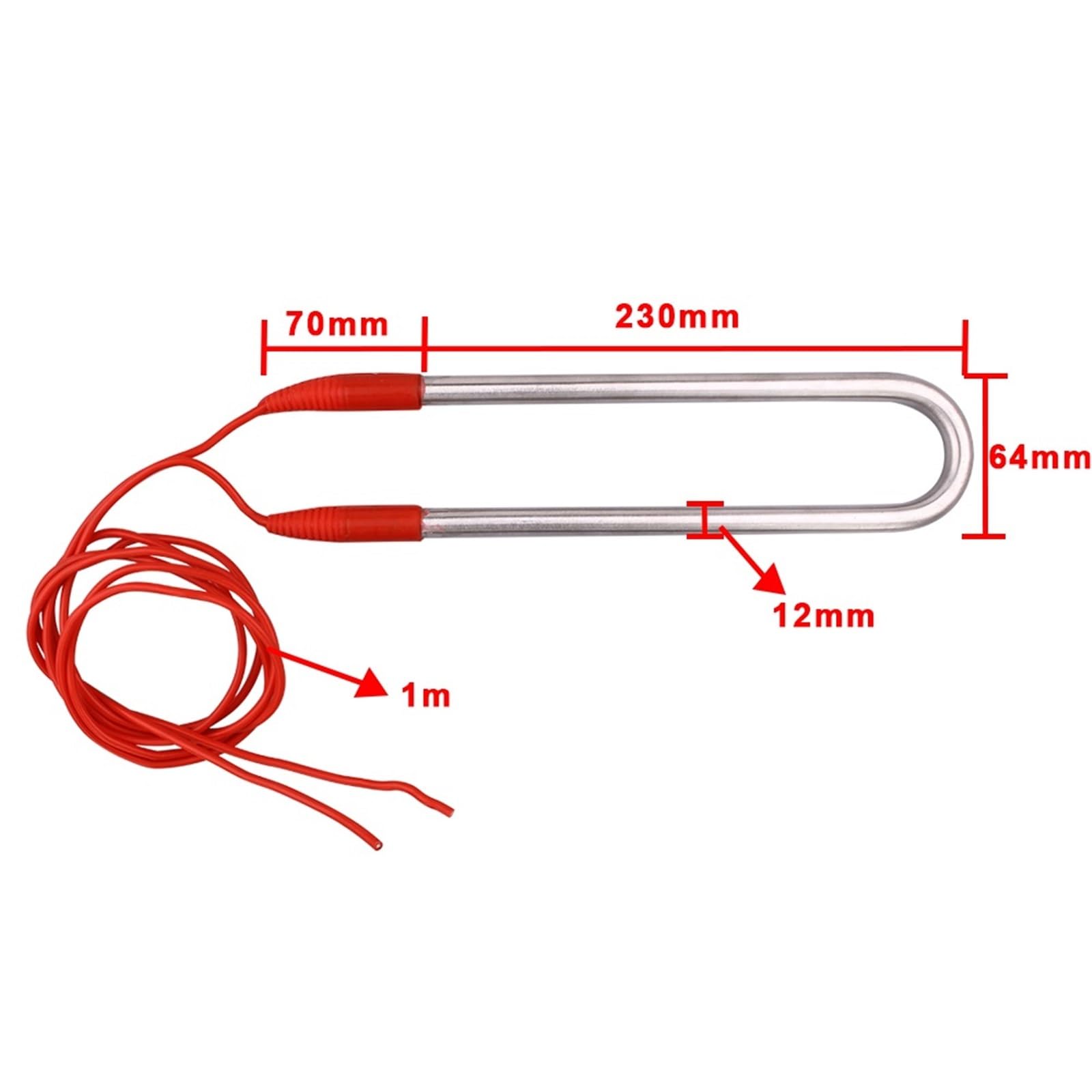 U-Typ Tauchwasser-Heizelement mit Kabel 200 W/500 W/1000 W elektrische Rohrheizung 12 V/36 V/60 V/72 V 1 Stück(24V 200w)