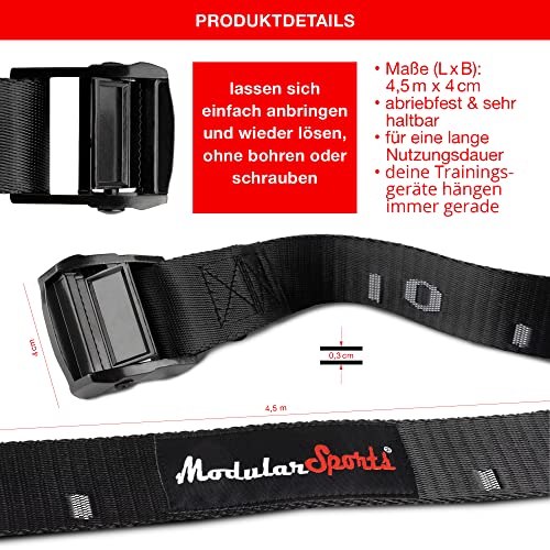 Modular Sports Webbing 4.5 m Set of 2 Nylon Strap Band as Fitness Accessory 4 cm Width with Eyelet for Gymnastics Rings Bars or Other Training Equipment - Image 3