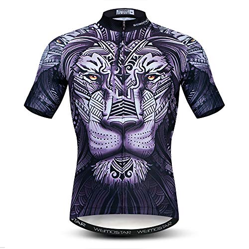 Ciclismo Jersey Mens Tops Racing Ciclismo Ropa Manga Corta Bicicleta Camisa, 1 León Negro, etiqueta M Cover