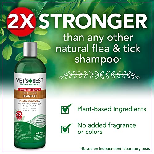 Vet’s Best Flea And Tick Advanced Strength Dog Shampoo | Flea Treatment For Dogs | Plant-Based Formula | 12 Ounces #TOP2