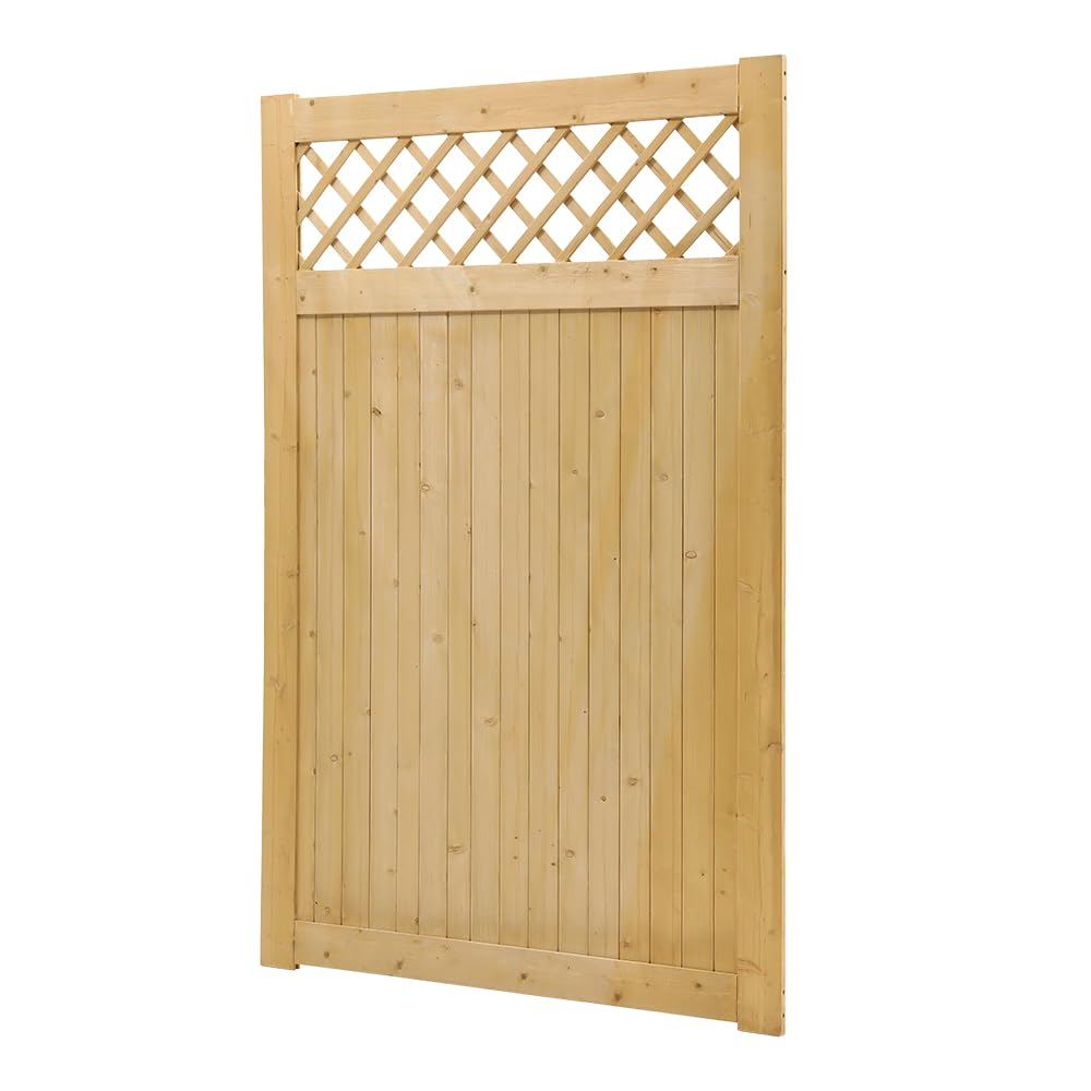 INMOZATA Garden Gate Wooden Pedestrian Gate with Gate Lock and Hinge, 4ft Wide x 6ft High (120cm Wide*180cm High) โ image 1