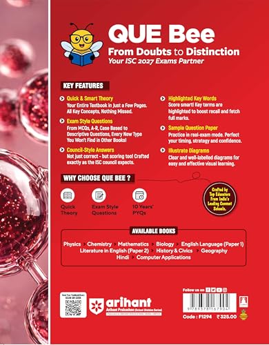 Image of Arihant ICSE Chemistry Class 10 Exam 2026-27 | Quick Theory, Exam Pattern Questions & Sample Papers | As per ICSE Syllabus | Que Bee 2nd Edition 2027