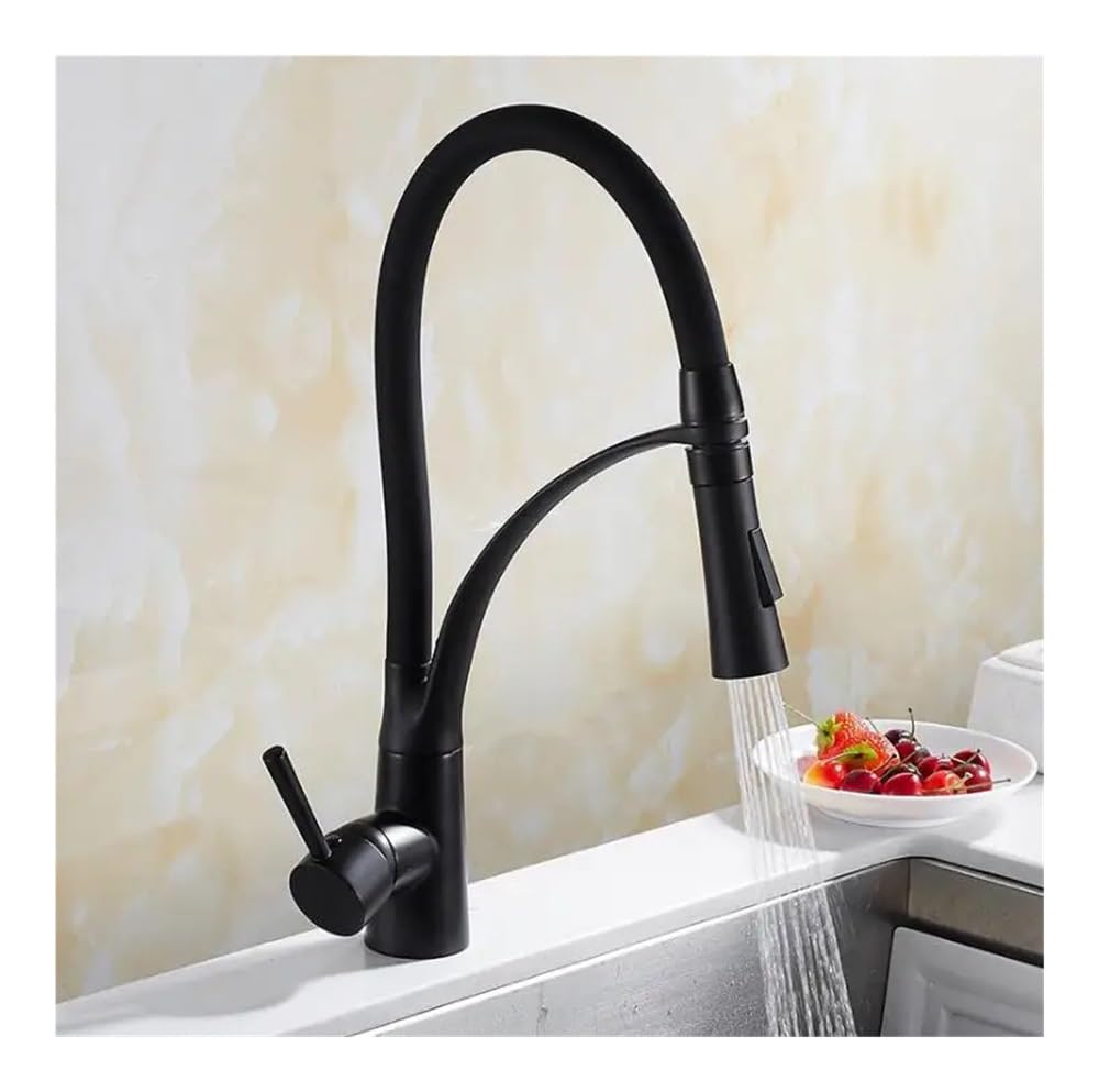 Blyqxs Black Kitchen Mixer Sink Faucet Brass Red With / Torneira Tap Kitchen Faucets Hot Cold Deck Mounted Bath Mixer Tap Xt-144(Black)