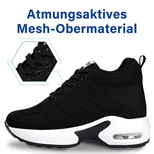 AONEGOLD Women's Wedge Sneakers Inner Heightening Walking Shoes Fashion Breathable Lightweight Air Cushion Casual Sneakers2