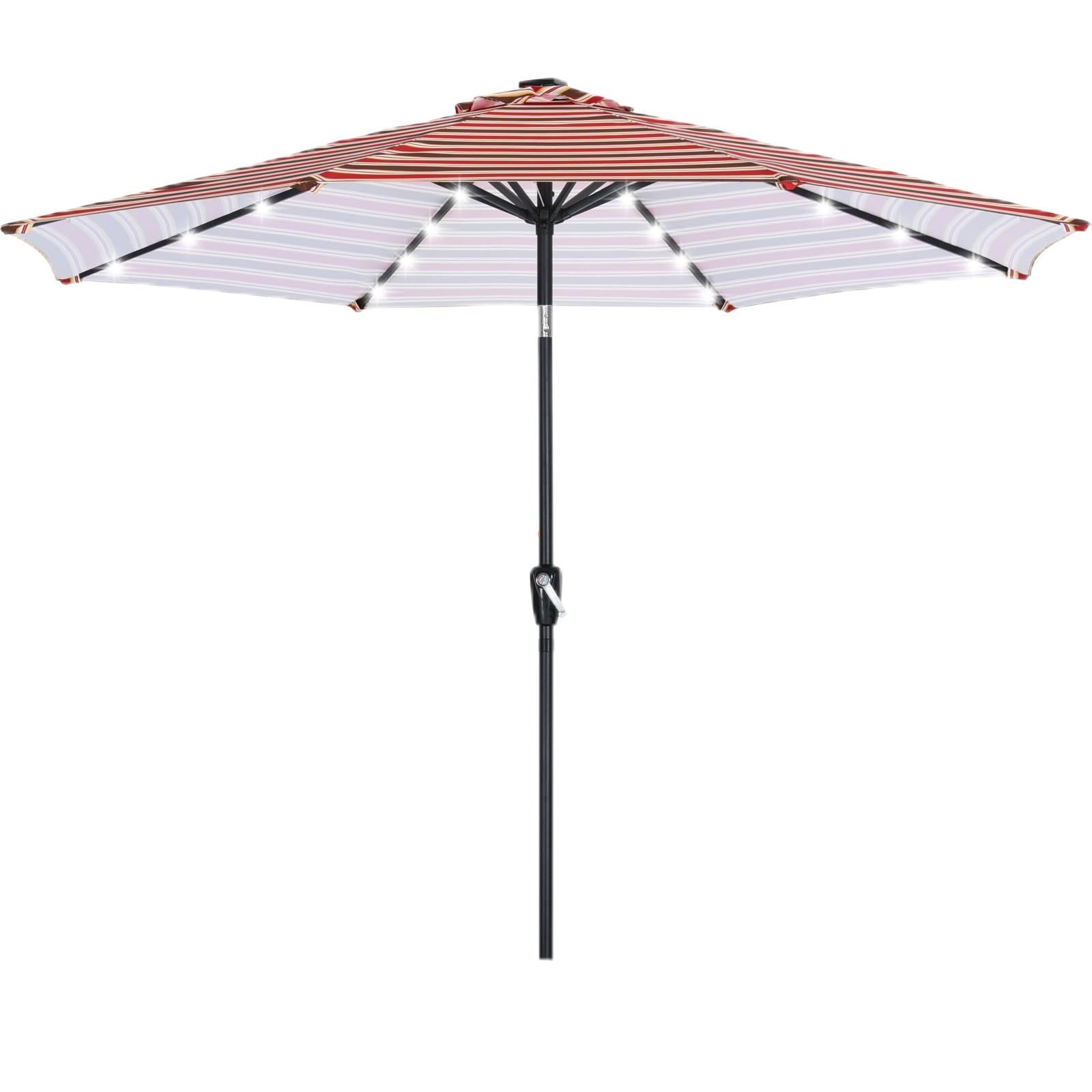 ABCCANOPY Durable Solar Led Patio Umbrellas with 32LED Lights 7.5FT Red&amp;White