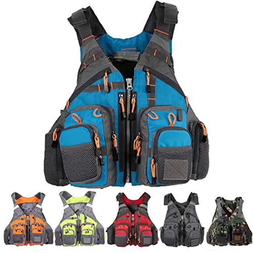 Gilet De Sauvetage De Pêche Booso - 18 Poches, Réglable, Vert Fluo, Polyester