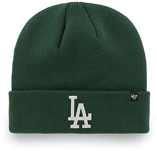 47 Los Angeles Dodgers Mens Womens Raised Cuff Knit Stretch Fit Dark Green White Logo Beanie