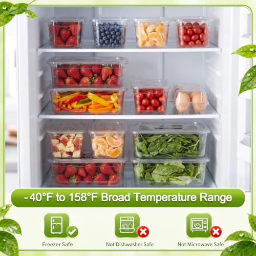 Sliner 10 Pack Plastic Clear Food Pans with Lids, Stackable and Freezer Safe Commercial Food Storage Containers for Fridge Salad Polycarbonate(4" 1/2+1/6 Set) by Sliner - Used condition - Image 6