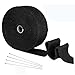 Yizhet Cinta de Escape,15M x 5CM Cinta Aislante Anticalor Aislante para Tubos de Escape Motocicleta Cinta de Disipación de Calor Cinta de Protección Contra el Calor con 4 Bridas Metálicas(Negro)