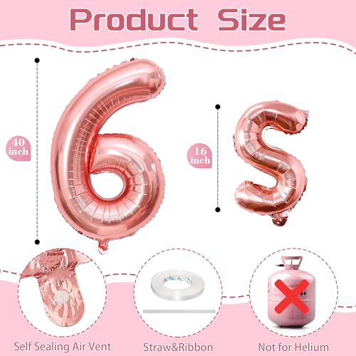 Image of Rose Gold Pink Sweet 16 Party Balloons Decorations - 40inch Number 16 Balloons Happy 16th Birthday Sweet Sixteen Party Decorations for Girls Anniversary Events Supplies