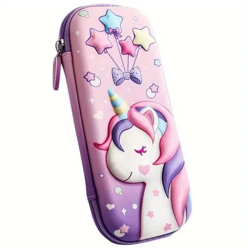 Image of 3D Unicorn Cover Large Capacity Pencil Case Compass with Compartments, School Supply Organizer for Students, Stationery Box, Cosmetic Zip Pouch Bag (1 Unit) (Uncon Pouch)