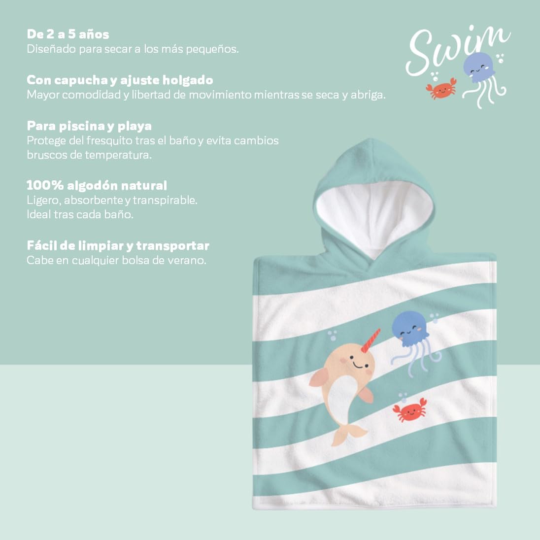 Cape De Bain Bébé Mousseline - Serviette Extra Large 1x1m - 100% Coton Absorbant - Avec Capuche