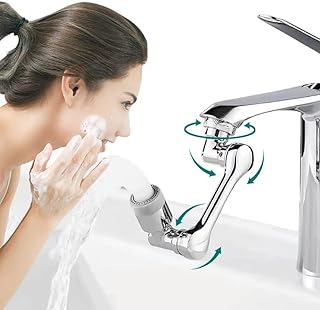 Faucet Extender for Bathroom Sink, 1080 Rotating Faucet Extender for Toddler Kid with Two Water Outlet Modes, Foldable Universal Swivel Faucet Extender for Face Washing, Gargle, Eyewash