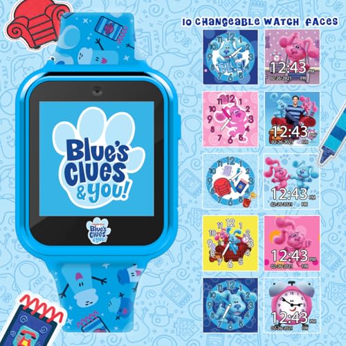 Image of Blue's Clues & You! Kids Smart Watch - Interactive Touchscreen with Games, Selfie Camera, Step Tracker, Alarm, and Printed Silicone Strap - Fits Wrists 5.5 inch to 8.0 inch