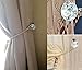 Sumnacon 2 Pieces Crystal Curtain Hold Backs Window Drapery Tie Back Clips Wall Hook Tassel Holder with Black Bass