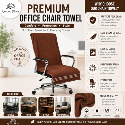 Image of ROMAN HOME Car & Office Chair Towel with 2 Tie Knots| Super Soft 400 GSM (2, browen)