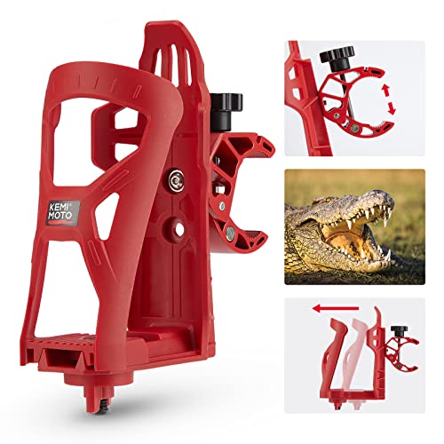 KEMIMOTO Upgraded ATV/Bike Cup Holder 2.0, Motorcycle Bottle Holder with 0.6”-1.56” Metal Clamp Universal for Scooter Boat Stroller Wheelchair Golf Cart (Red)