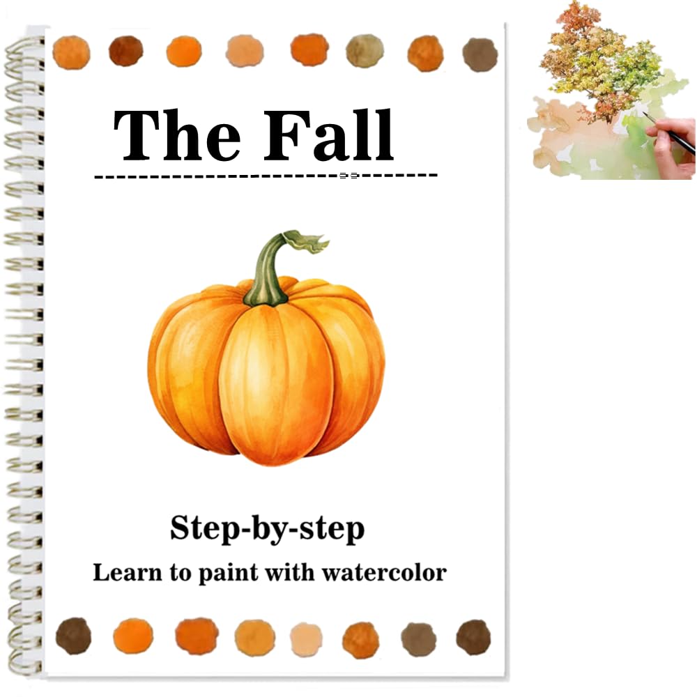Watercolor Workbooks Coloring Book Easy Nature Scenes Beginner Friendly Watercolor Painting Set Art Crafts Painting Kit for Creative Exploration Gift for Adults Beginners (The Fall, Without Palette)