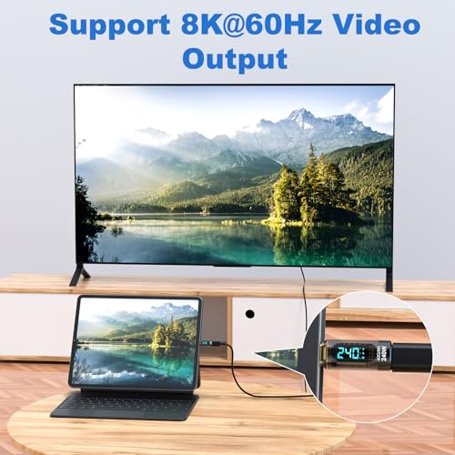 240w usb c adapter power meter tester 2 pack - wattage voltage amperage led digital display type c male to female extension connector for iphone 1516 macbook ipad amp more usb-c cablesdevices