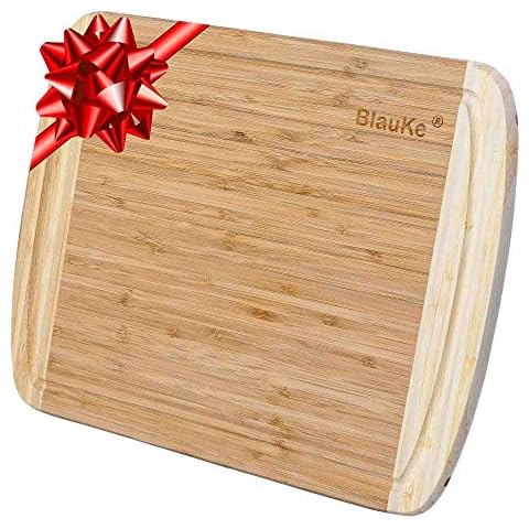 BlauKe Wood Cutting Board for Kitchen - 37x29cm Large Bamboo Cutting Board with Juice Groove - Wooden Chopping Board, Serving Tray, Butcher Block Cover