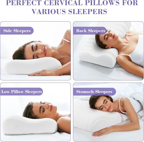 Image of WOOMZY Memory Foam Pillow, Contour Cervical Orthopedic Memory Foam Pillows Supports Neck Pain and Shoulder Pain for Sleeping, Ergonomic Cervical Neck Support Pillow (Countor Shape-1)